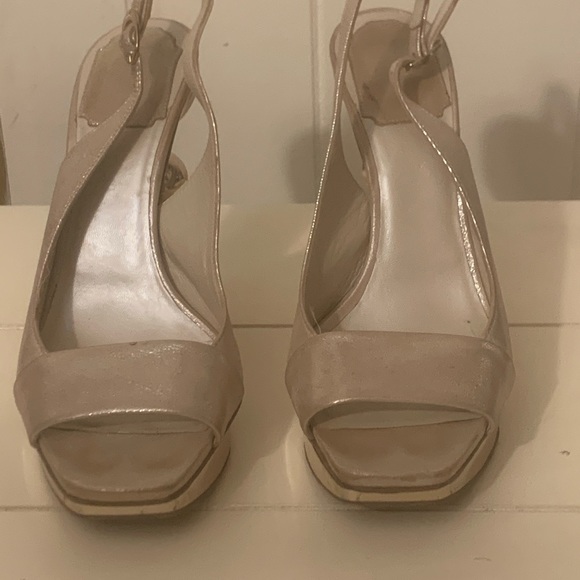 Dior  Runway Gold sculpted Peep Toe Slingback Heel Platform. - Picture 8 of 8